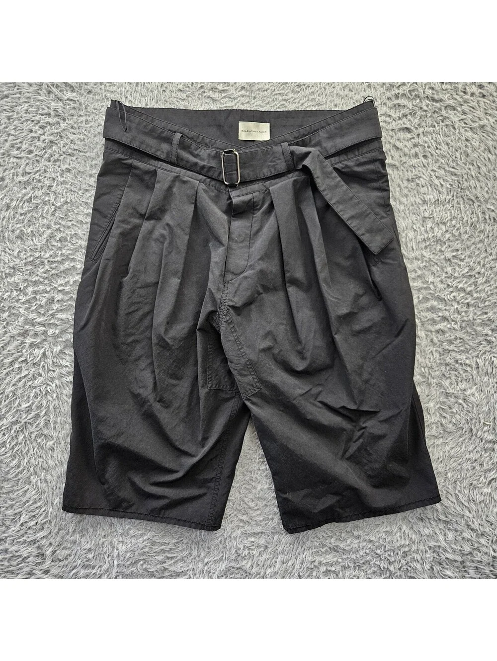 Balenciaga Paris Shorts 50 (Fits 35x14) Belted Pleated Long Cotton Blend *Spot